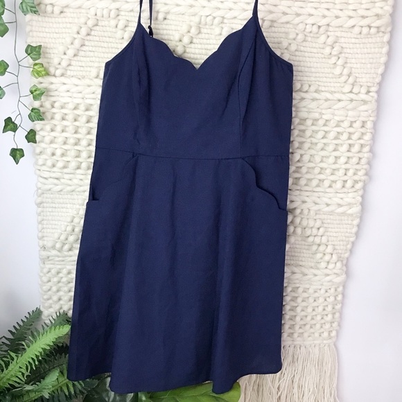 Stitch Fix Market & Spruce Scallop Linen Dress Open Back Cutout XL - Picture 4 of 6